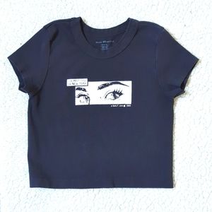 Brandy Melville "I'll meet you in New York" black baby tee